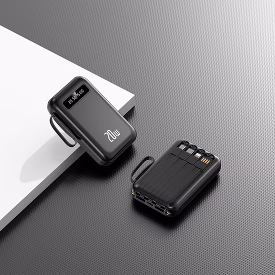 디지털 디스플레이 급속 충전 전원 은행 20000mAh iPhone용 케이블로 무선 충전